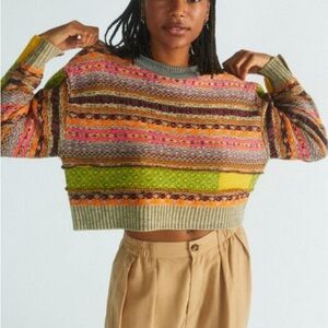 Urban Outfitters Penny Patchwork Cropped Sweater